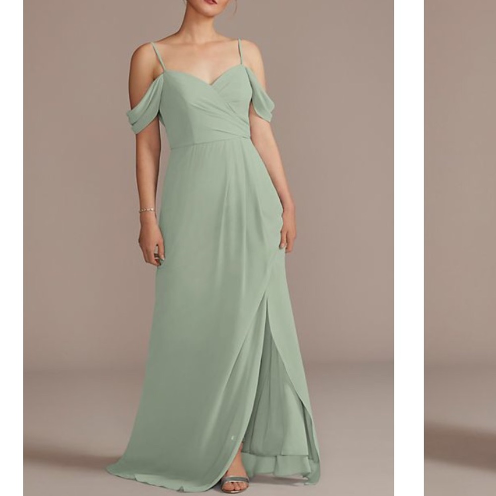 Chiffon off the shoulder bridesmaid dress